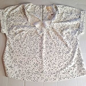 Melloday black white square pattern polyester shirt with back zipper women's 1X